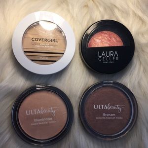 Powder, blush, highlight, bronzer bundle